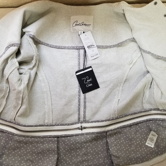 CAbi Women's Cotton Blend White Jacket with Black Accents - Picture 6 of 8